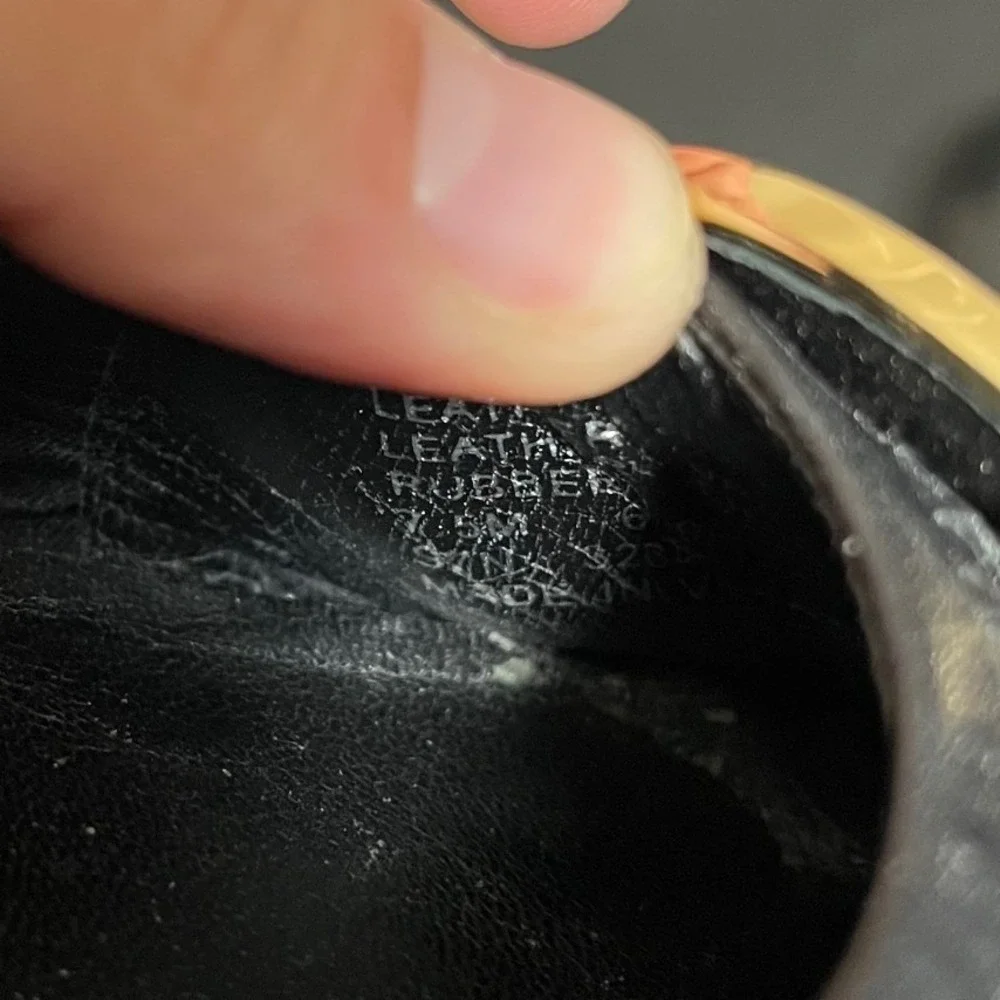 Tory Burch Minnie Travel Ballet Flats 7.5M Black‎ Gold Logo Leather Medallion
